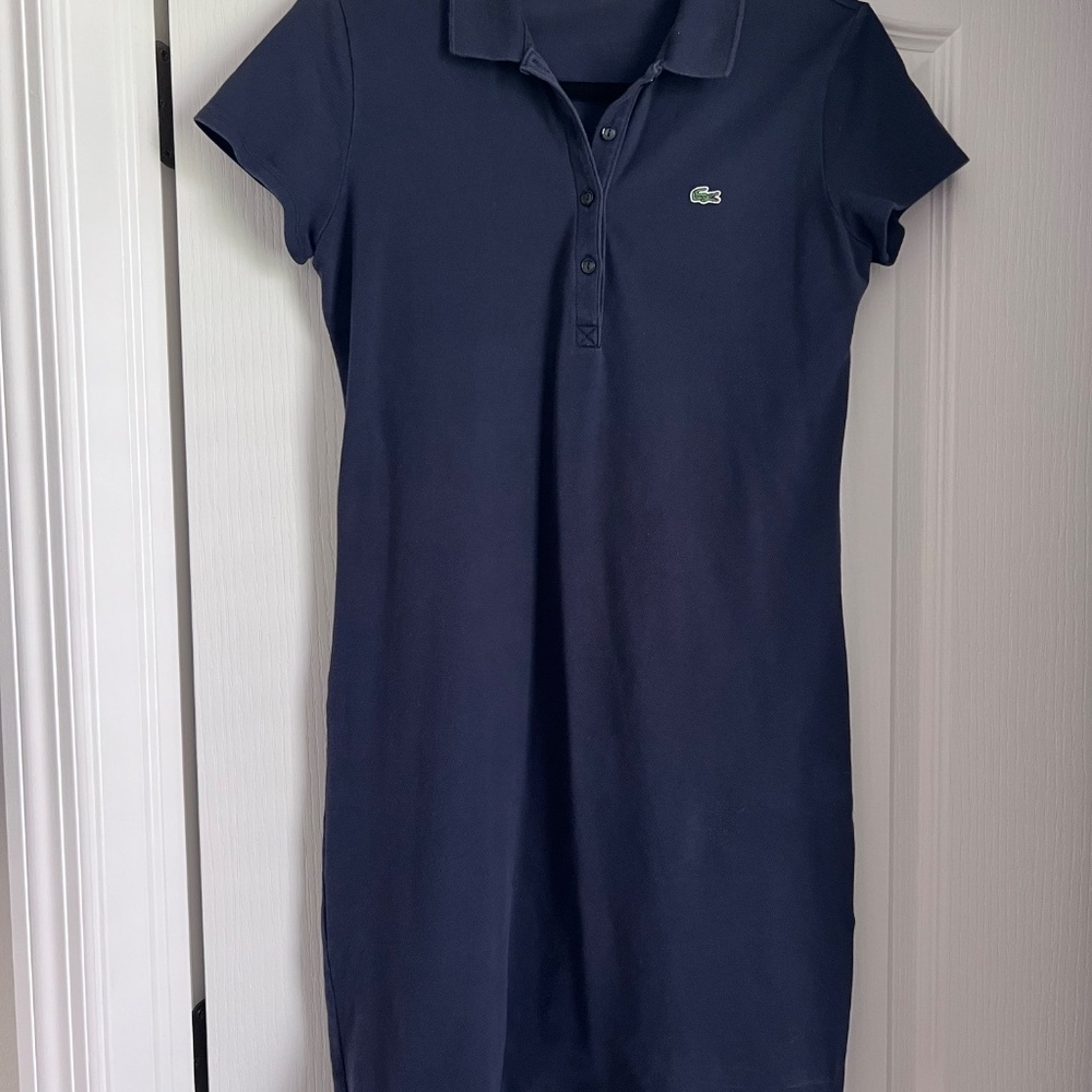 Lacoste Navy Blue Pique Knit Dress. Size 36 (small)